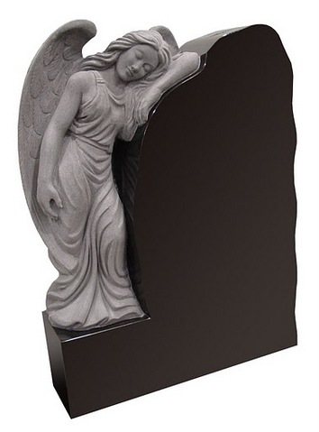 Angel statuette monument with a custom, naturally shaped monument.
