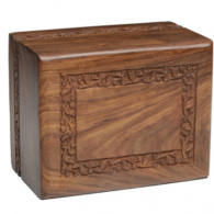 B-Rosewood Urn with Hand-Carved Border – TC Size – Engravable