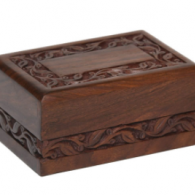 B-Econo Rosewood Urn with Hand-Carved Border-Small Size