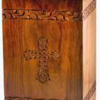B-Rosewood Urn with Hand-Carved Cross Design – Adult