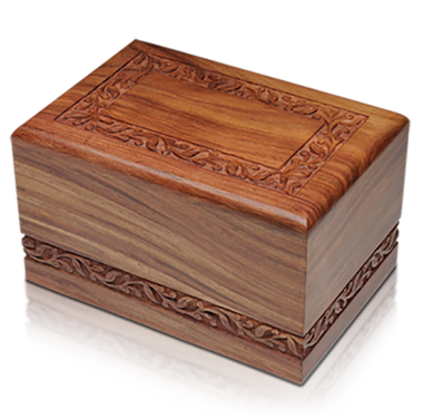 Can be laser engraved for an additional charge.

Simple yet elegant hand-carved rosewood sheesham urn. Made from solid rosewood. Secure closure with slide out base. Beautifully made.

Available in Extra Small, Small, Medium, Large, Adult Size, and TC (Temporary Container).