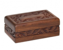 Slightly different than our original Rosewood Border urn, this model is offered at a very reasonable price.

Simple yet elegant hand-carved rosewood sheesham urn. Made from solid rosewood. Secure closure with slide out base. Beautifully made.

Available in Extra Small, Small, Medium
