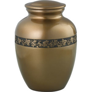 The Aegean Bronze Keepsake is our miniature Grecian style urn with our faux bronze finishing.  This urn utilizes our exclusive cold cast aluminum body encircled with delicately sculpted ivy.

The Aegean Bronze is hand colored to the appearance of aged bronze, and seals with our marine grade fitting.

Specifications: 
Delivers all the elegance and permanence of bronze at a fraction of the cost
Hand cast
Hand Polished
Personalizable via our laser engraving
Capacity of 26 Cubic Inches


Dimensions:
  Width: 3 3⁄4"
  Height: 5 1⁄4"
  Length: 3 3⁄4"