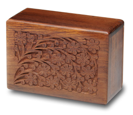 Hand-carved rosewood sheesham urn box with individually cared “Tree of Life” design.

Available in Extra Small, Small, Medium, Extra Large, XL for Temporary Container