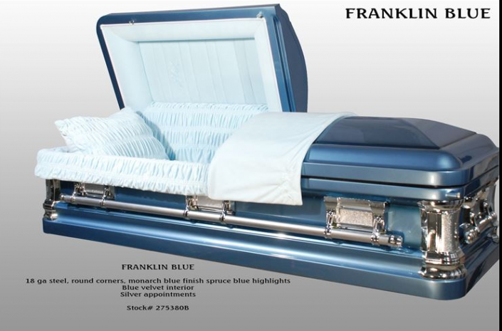 Franklin Blue Metal Casket