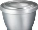 Spun aluminum urn in our "Service Products" category designed for use as a receiving or minimal urn. Pure aluminum with a brushed pewter satin finish.

Exterior of urn is sealed with a baked on clear coat, while the interior of this urn is painted black,

Slot and key locking system with an integrated 360° ledge that seals the entire closure surface.


Specifications: 
Suitable applications include:
Receiving
Scattering
Cremation Packages
Inurnment poly bag and tie provided.

This urn does not have an engraving option.

Capacity:  204 Cubic Inches

Dimensions:
  Width: 7"
  Height: 8"
  Length: 7"

