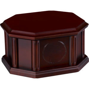 Just when it seemed that varied wood design had met it's limits, we created a new urn to honor those who serve. A presentation of strength and honor is conveyed through the rich tones and monumental design of the Arlington. The front area contains a wheat accent that can be left as-is or used to surround a laser engraving of a service branch or organization. 

Specifications: 
Refined Octogon Shape Dressed in with Columns
Fully Lined
Hand Crafted
Hand Rubbed
Engineered Sealing
Personalizable via all levels of personalization.
205 Cu In Capacity

Dimensions:
  Width: 9 1⁄8"
  Height: 5 1⁄2"
  Length: 10 5⁄16"