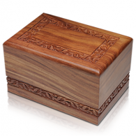 B-Rosewood Urn with Hand-Carved Border- Adult Size