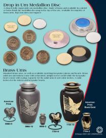 Brass Adult Urns / Brass Tokens / Brass Hearts w/ stands / Urn Medallion disc / Urn Medallion - Mili