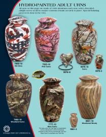 Hydro-painted adult urns