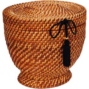 The Mesa urn is an urn of classic basic design, handcrafted from rattan.  Used in conjunction with a natural cotton and Biobag this urn is fully and completely biodegradable.  Even the packaging of this urn is natural and degradable.

For those whose environmental sensitivities mandate a zero impact urn, the Mesa urn is a perfect choice.

Specifications: 
Hand Crafted
Biodegradable
210 Cu In Capacity

Dimensions:
  Width: 7 3⁄4"
  Height: 8"
  Length: 9"